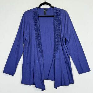 Focus Casual Life Lagenlook Indigo Jersey Knit Open Front Shirt  Women's‎ Medium